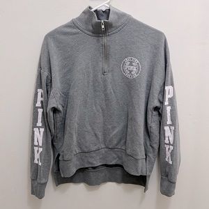 Victoria’s Secret PINK Grey Oversized Half Zip Up Sweater, Size Small